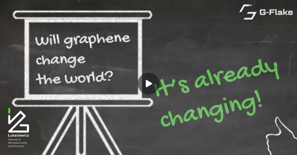 zrzut ekranu filmu, obrazek tablicy z napisem "will graphene change the world?" orazz "it's already changing!"