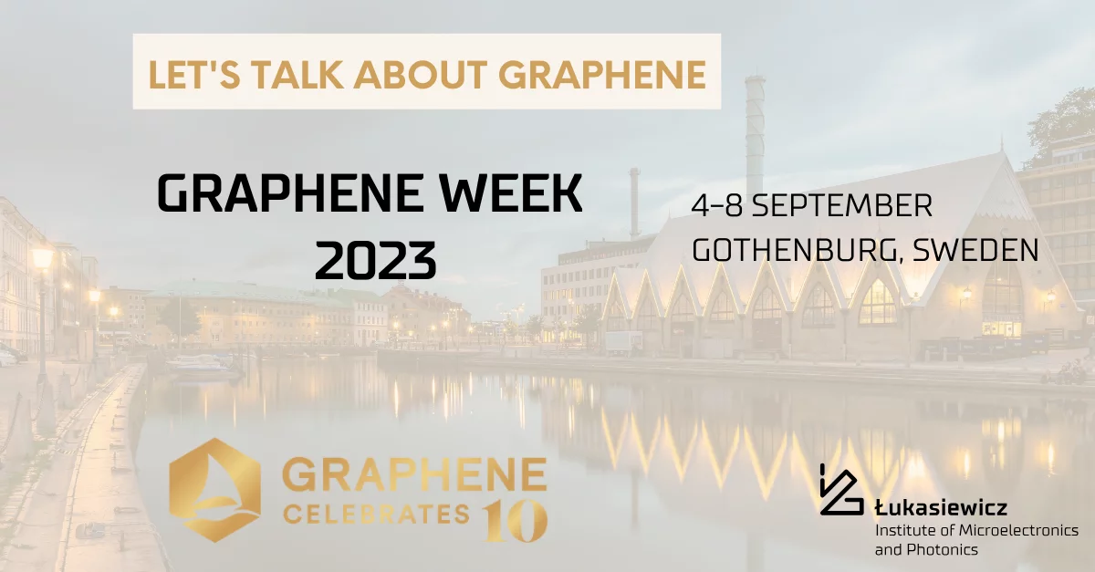 plakat informujący o wydarzeniu "let's talk about graphene graphene week 2023, 4-8 september gothenburg, sweden