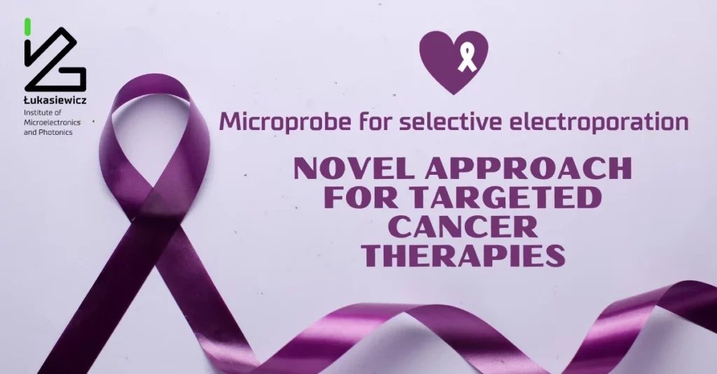 fioletowa wstążka, a obok napis "Microphobe for selevtive electroporation, Novel approach for targeted cancer therapies"